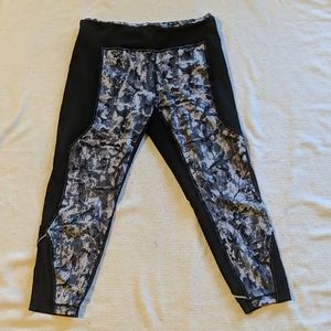 Zella Black and Grey Capris with Black Mesh Leg